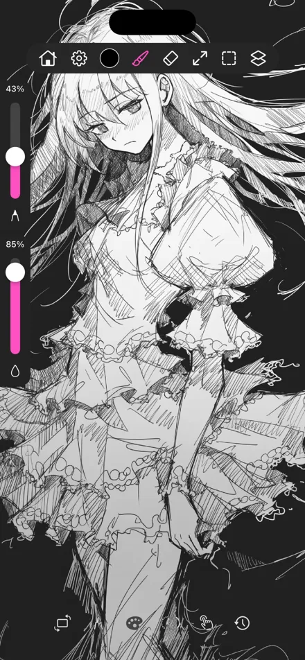 Manga line art on iPhone